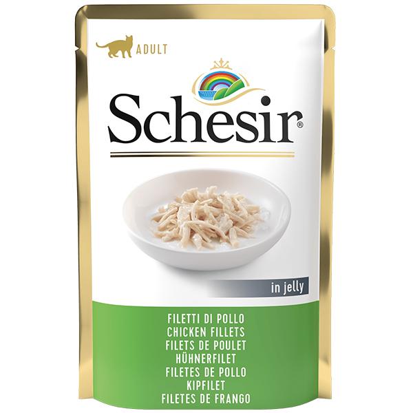 Schesir Chicken Fillets КУРИЦА влажный корм консервы для кошек пауч 85 г (171023) NEW
